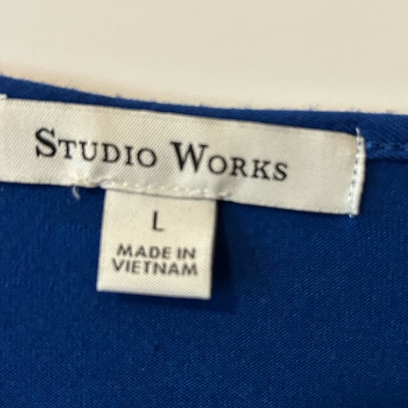 Studio Works Royal Blue Blouse with decorative down the front & sleeves. Large. - Picture 8 of 12